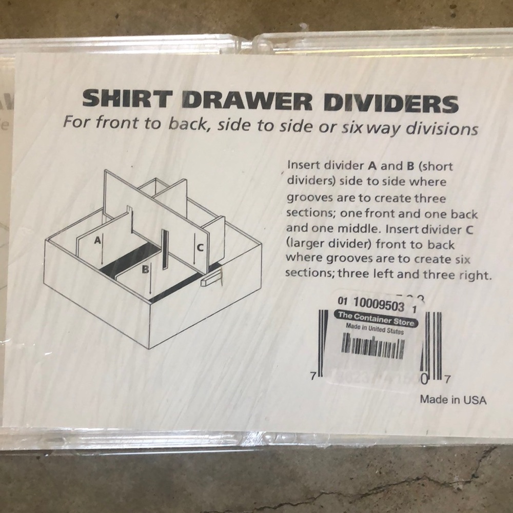 Container Store Shirt Drawer Dividers